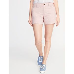 OLD NAVY WOMENS PINK EMBROIDERY DAISY SZ10 NWT 5" EVERYDAY SHORT MID RISE